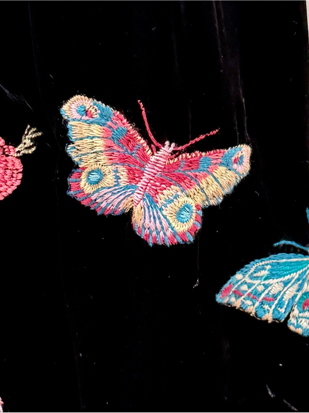 Johnny Was Black Velvet Top with Butterfly & Flower Embroidery - Picture 7 of 8